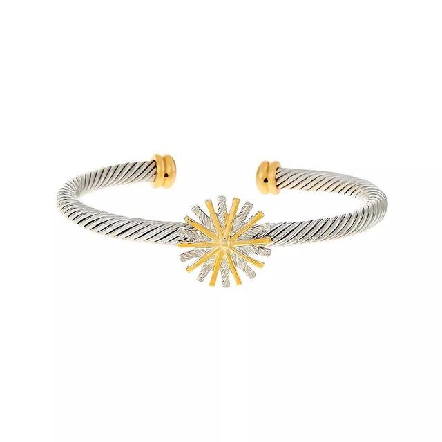 Juvell Two-Tone 18k Gold Plated Starburst Cuff Bracelet, Womens, Multicolor Product Image