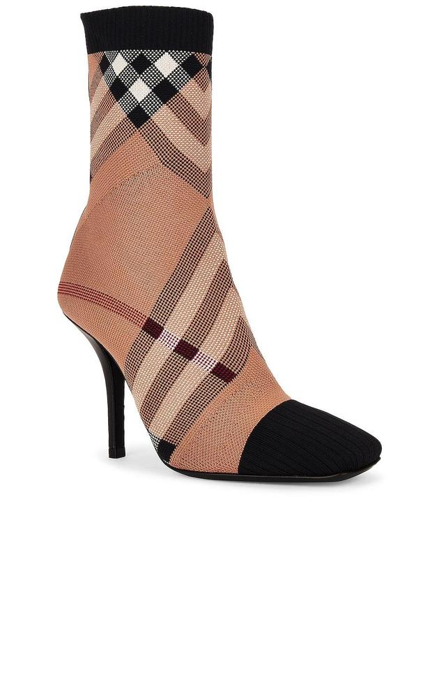 Burberry Dolman Check Ankle Boot in Birch Brown Check - Tan. Size 36.5 (also in 35.5, 36, 38). Product Image