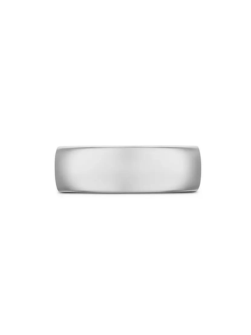 Mens Streamline Band Ring in 18K White Gold, 8MM Product Image