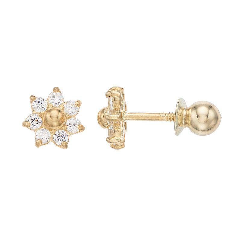 Forever 14k Gold Cubic Zirconia Flower Stud Earrings, Womens Product Image