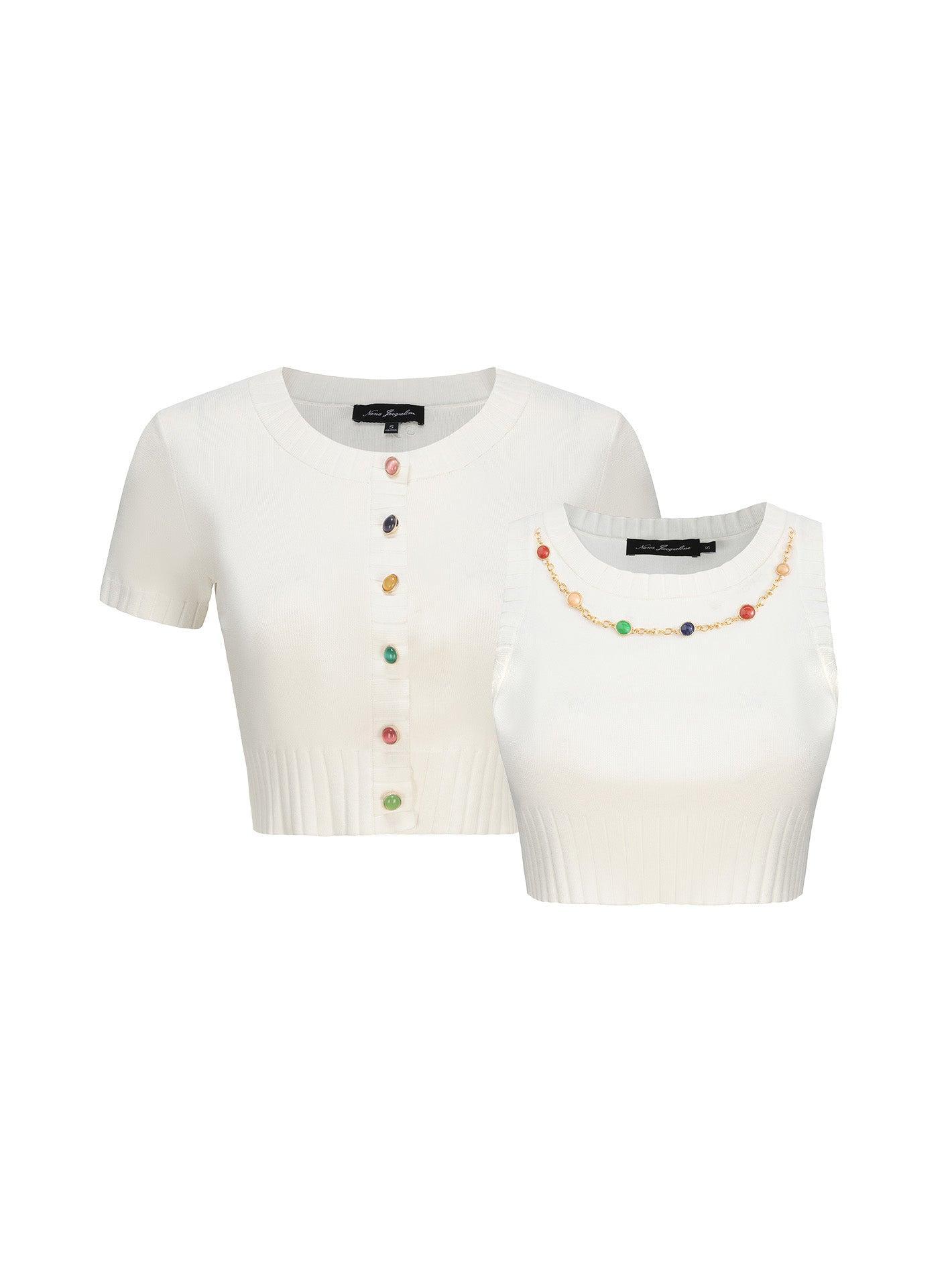 Kennedy Knit Top Set (White) Product Image