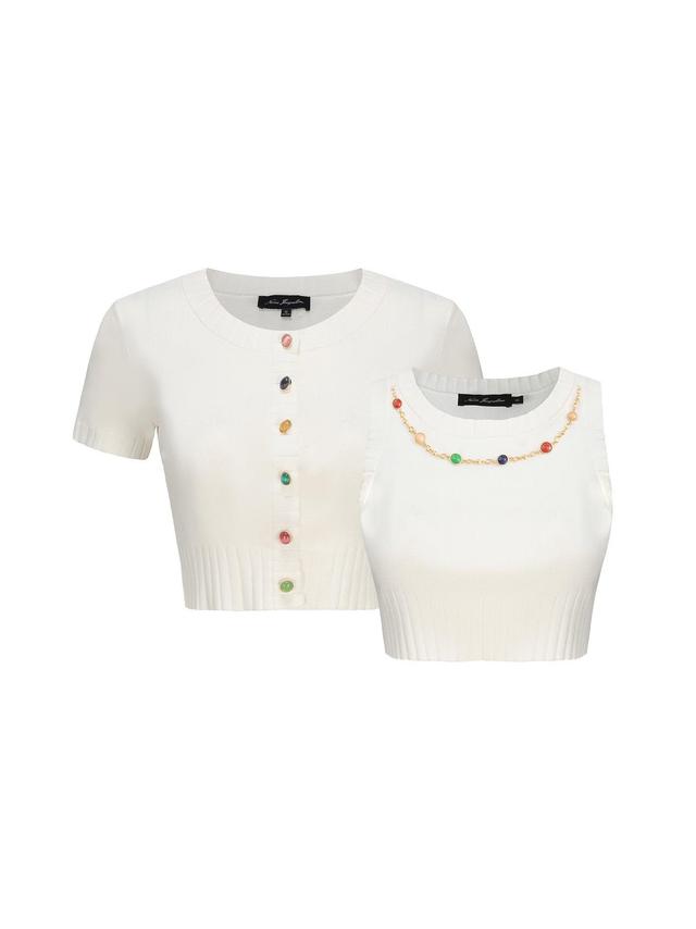 Kennedy Knit Top Set (White) Product Image