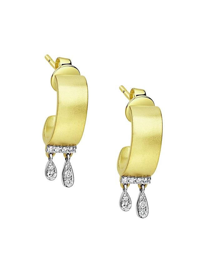 Womens Two-Tone 14K Gold & Diamond Drop Earrings Product Image