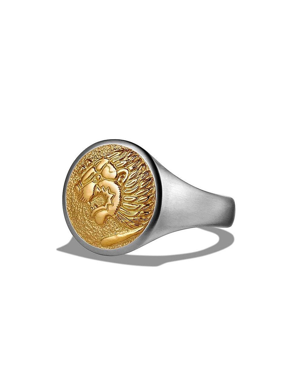 Mens Petrvs Lion Pinky Ring in Sterling Silver Product Image