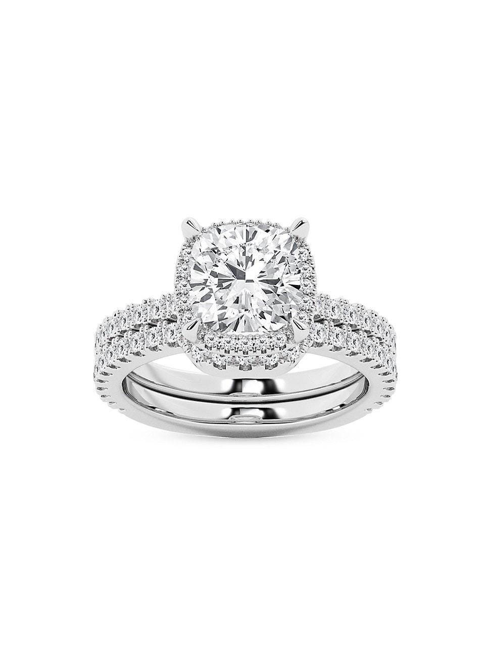 Womens 14K White Gold & 3.75 TCW Lab-Grown Diamond 2-Piece Wedding Ring Set Product Image