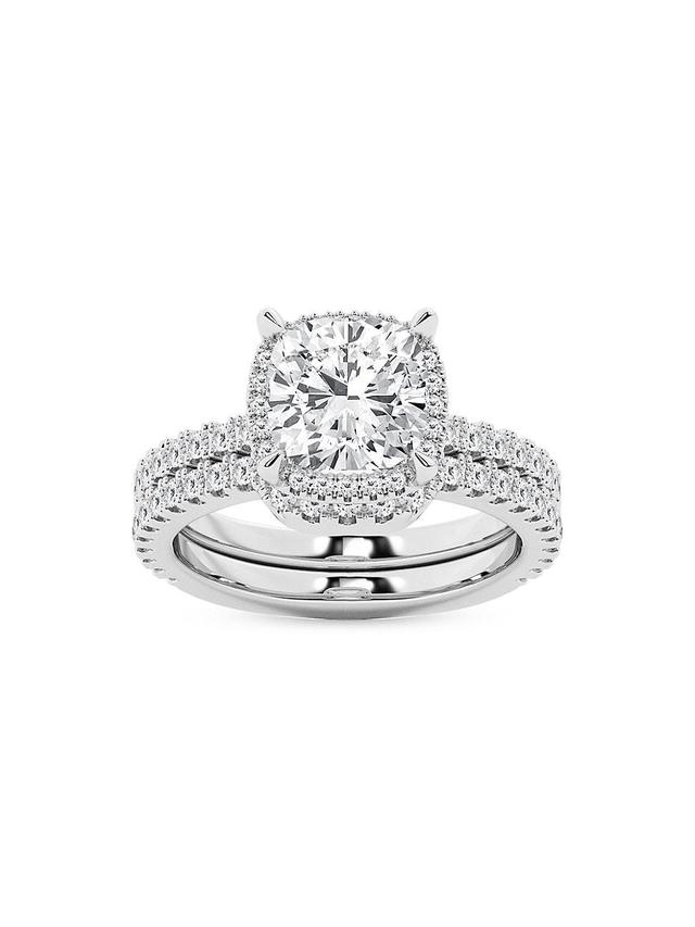 Womens 14K White Gold & 3.75 TCW Lab-Grown Diamond 2-Piece Wedding Ring Set Product Image