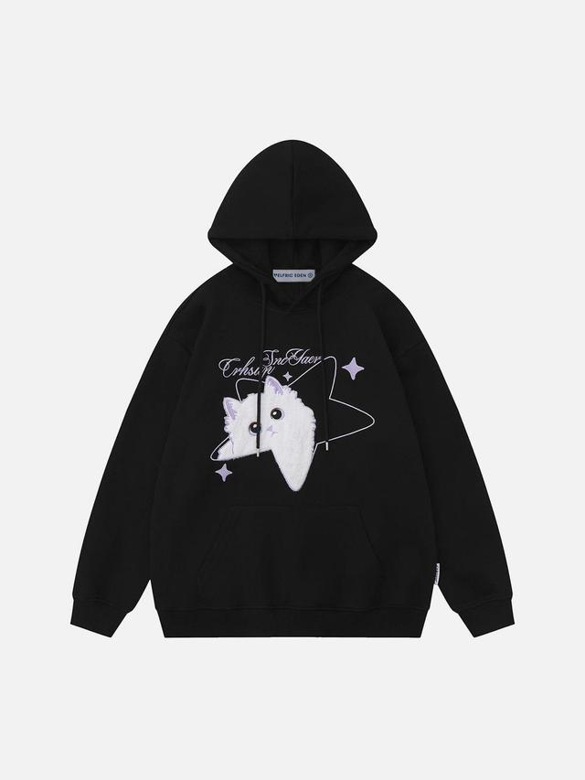 Aelfric Eden Embroidery Star Cat Hoodie Product Image