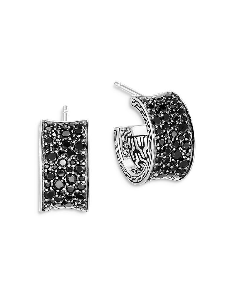 John Hardy Sterling Silver Classic Chain Extra Small Hoop Earrings with Treated Black Sapphire & Black Spinel Product Image