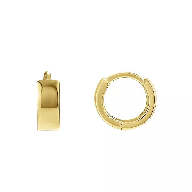 PRIMROSE Sterling Silver Polished Huggie Hoop Earrings, Womens Gold Tone Product Image