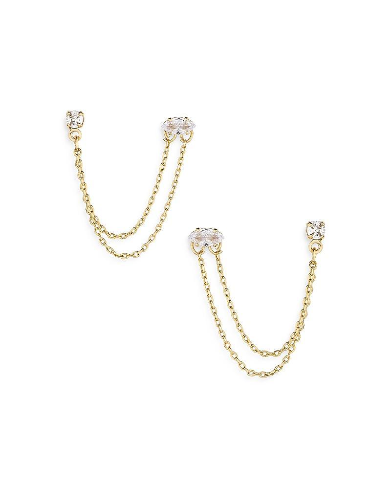 Ettika Draped Chain Double Piercing Earrings in 18K Gold Plate Product Image