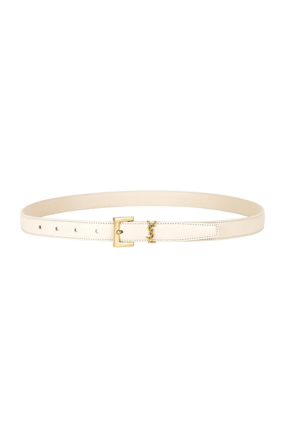 Saint Laurent Logo Leather Belt in White product image