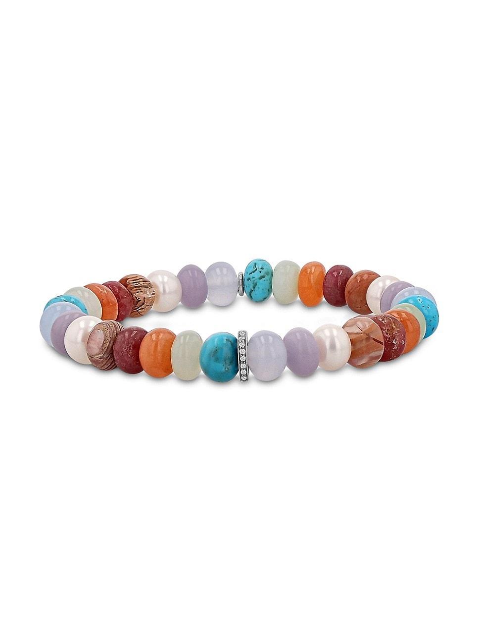 Womens Sterling Silver & Multi-Gemstone Beaded Stretch Bracelet Product Image