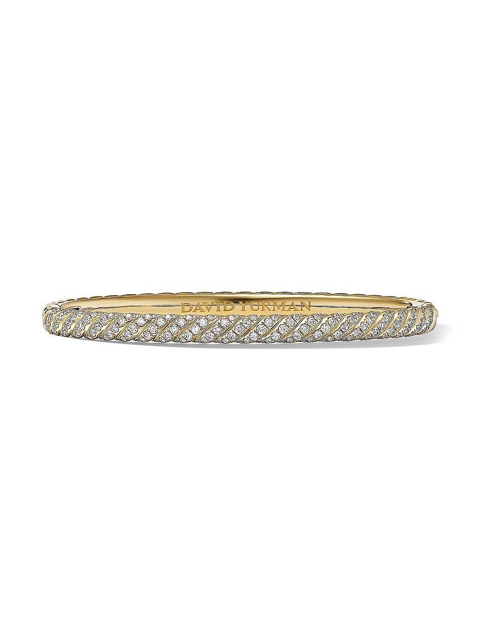 Womens Sculpted Cable Bangle Bracelet in 18K Yellow Gold Product Image