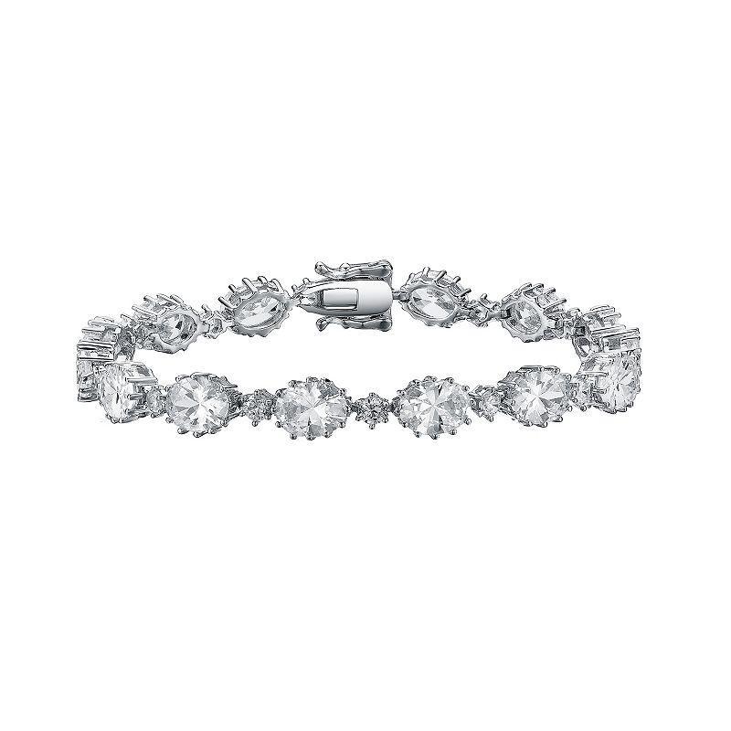 Sterling Silver Cubic Zirconia Link Bracelet, Womens White Product Image