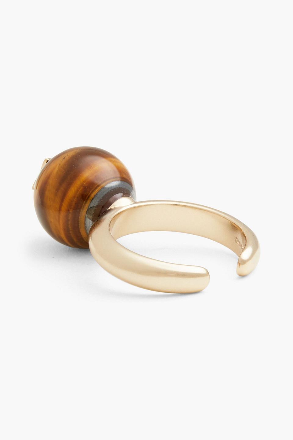 Goldfarbener Ring Mit Achat In Brown Product Image