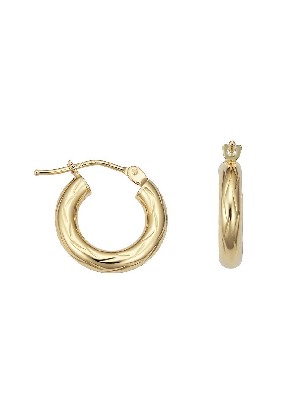 Womens 14K Yellow Gold Day and Night Mini Hoops Product Image