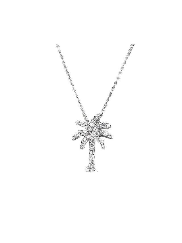 Roberto Coin 18K White Gold Palm Tree Pendant Necklace with Diamonds, 16 Product Image