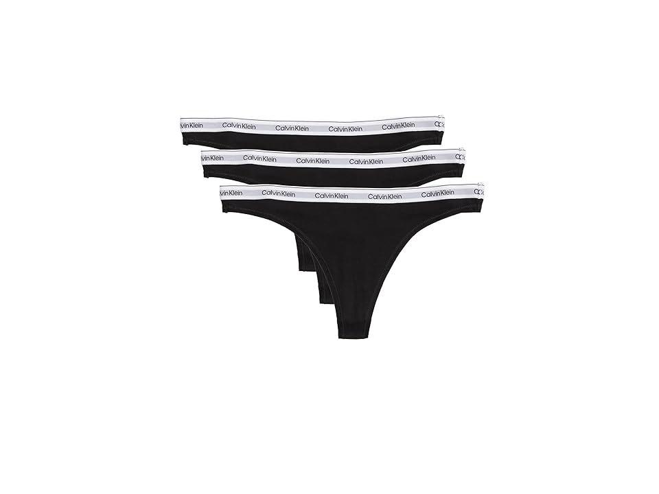 Calvin Klein Womens Modern Logo 3-Pack Low Rise Thong - Grey - L Product Image