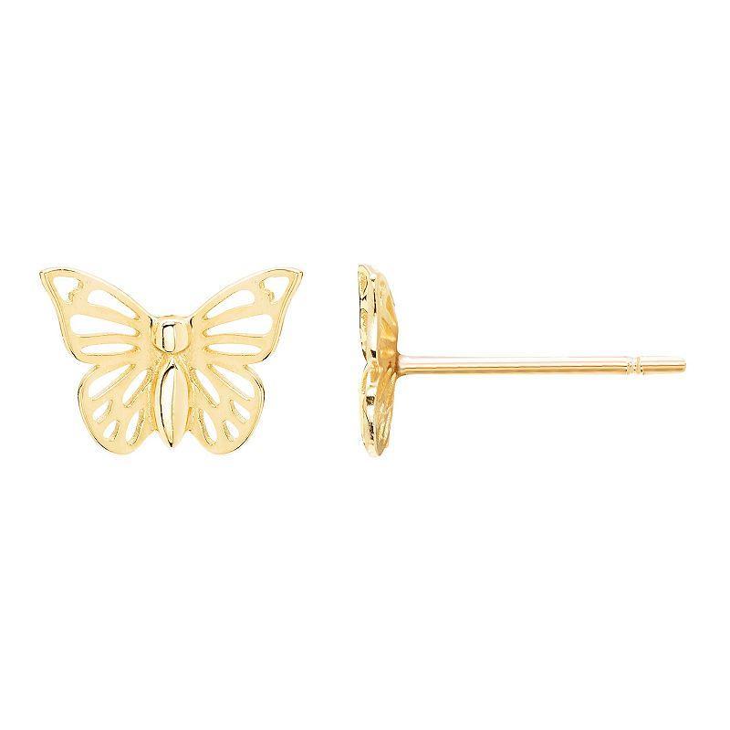 Theia Sky 14k Gold Butterfly Lace Stud Earrings, Womens Product Image