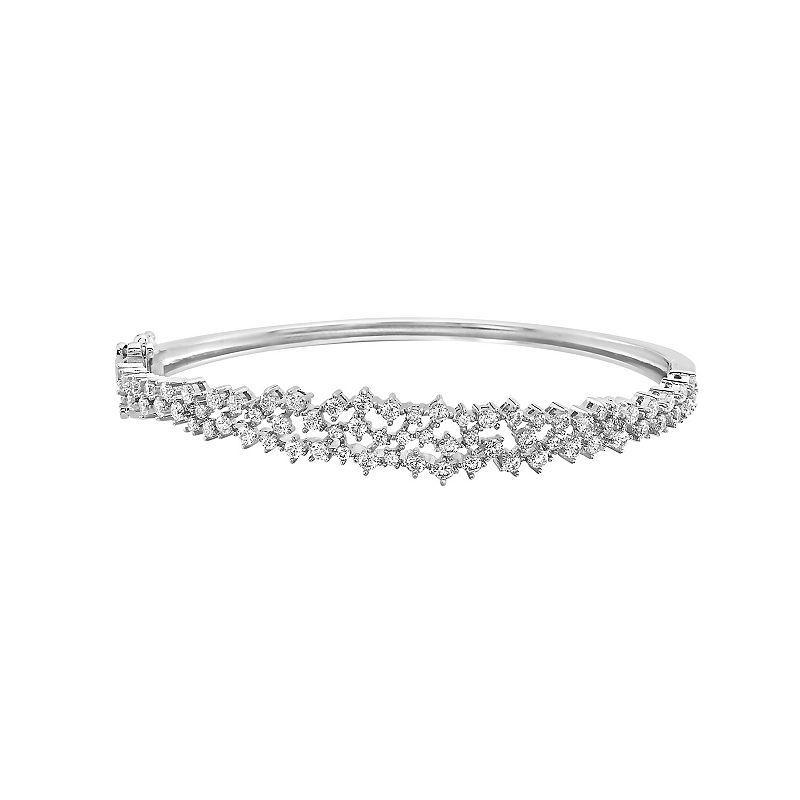 Sterling Silver Cubic Zirconia Cluster Bangle Bracelet, Womens Product Image