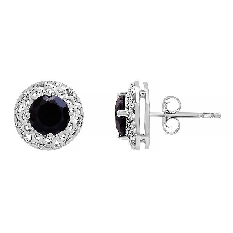 Sterling Silver Onyx Filigree Stud Earrings, Womens, Black Product Image