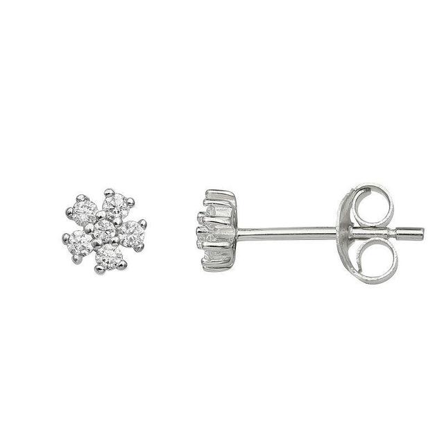 PRIMROSE Sterling Silver Cubic Zirconia Flower Stud Earrings, Womens, White Product Image