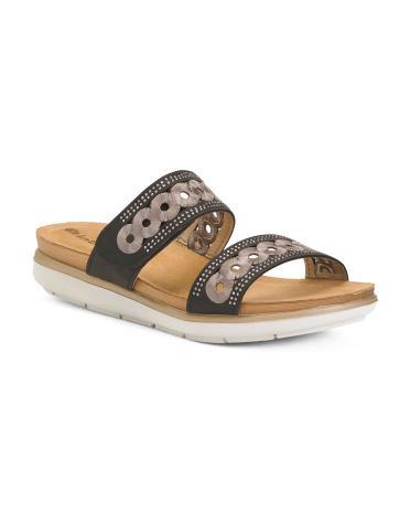 Dual Eyelet Band Sandals for Women | Leather/Man-Made Sole Product Image