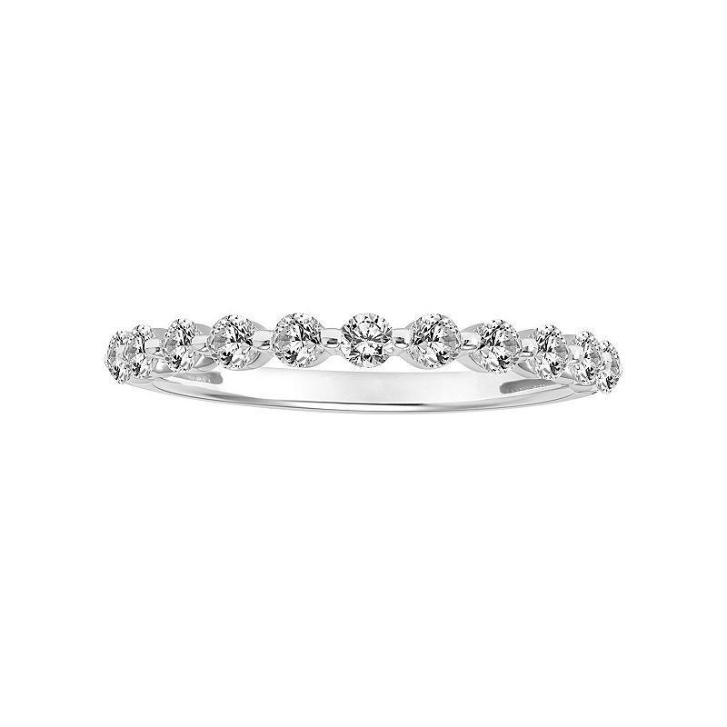 Love Always Sterling Silver Lab-Created White Sapphire Shared-Prong Wedding Anniversary Band, Womens Product Image