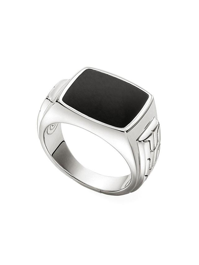 Mens Sterling Silver & Black Onyx Signet Ring Product Image