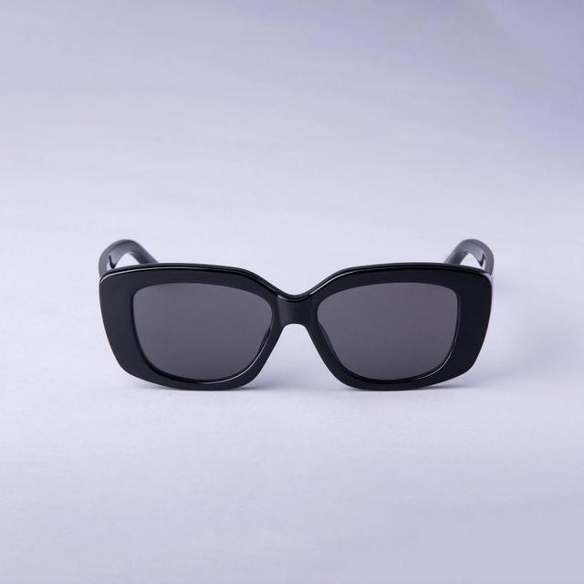 Womens Rounded Cateye Rectangle Sunglasses - A New Day Black Product Image