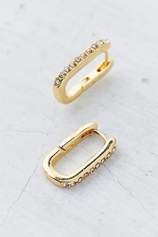 14k Gold Plated Rhinestone Oblong Hoop Earring Womens at Urban Outfitters Product Image