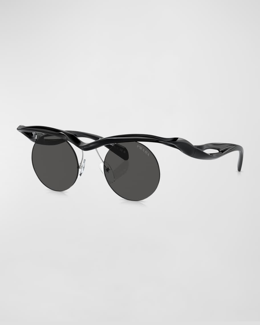 Men's Rimless Plastic Round Sunglasses Product Image