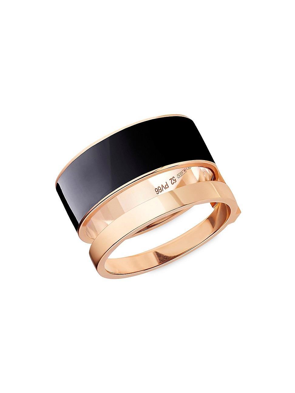 Womens Berbere Chromatic 18K Rose Gold & Laquer Double-Band Ring Product Image