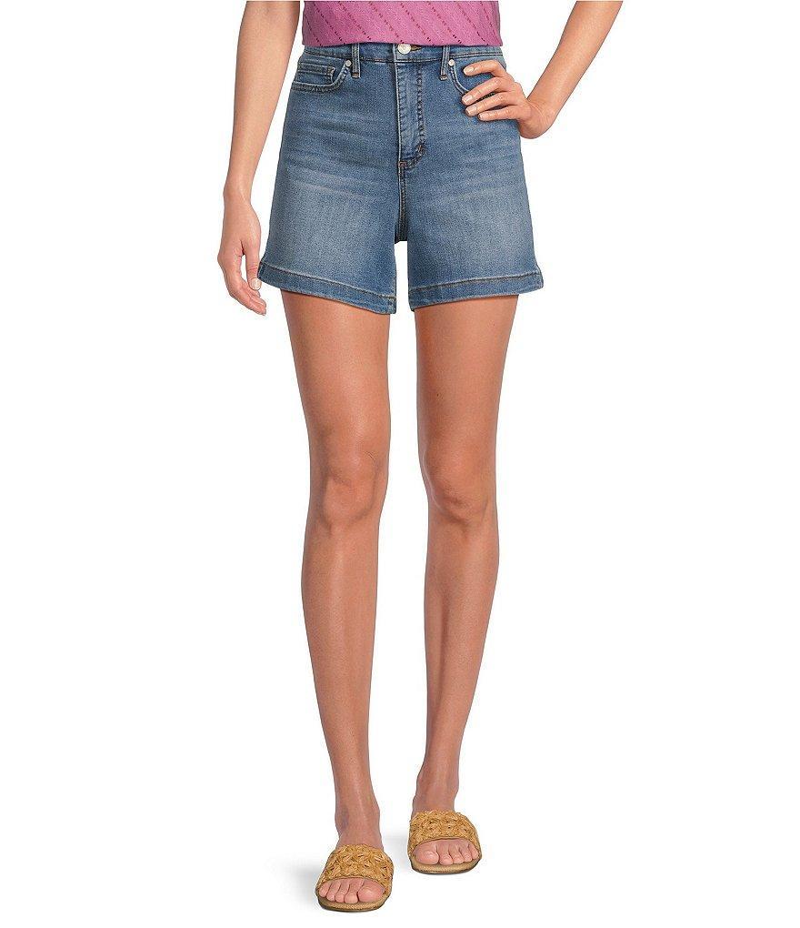 Code Bleu Stretch Denim High Rise Mid Thigh Shorts product image