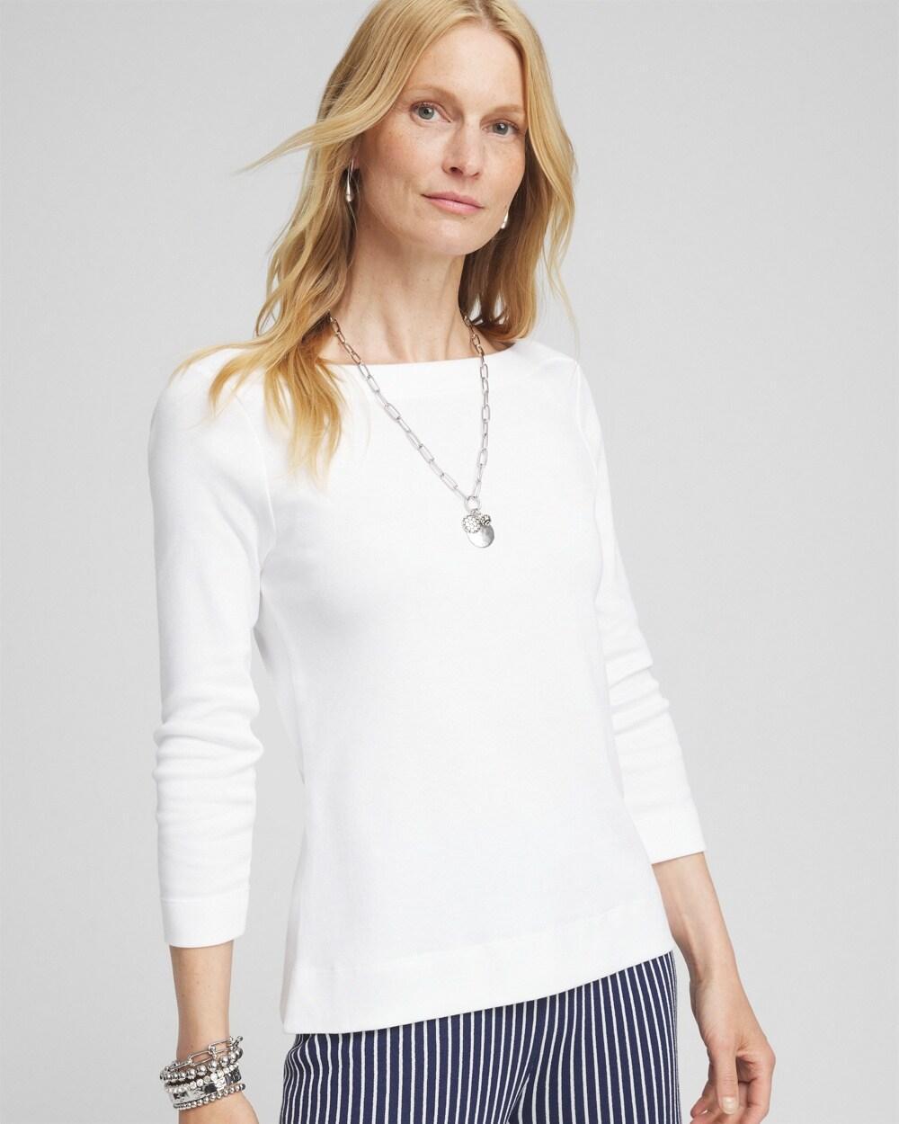 Women's 3/4 Sleeve Bateau Neck Tee Product Image