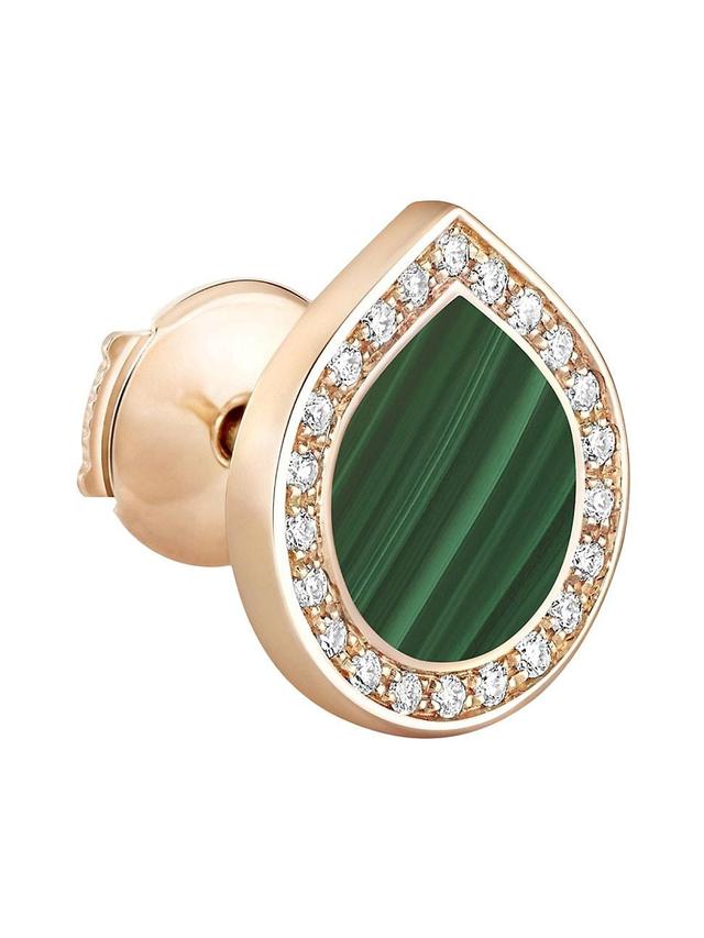 Womens Antifer 18K Rose Gold, Malachite & 0.08 TCW Diamond Single Stud Earring Product Image