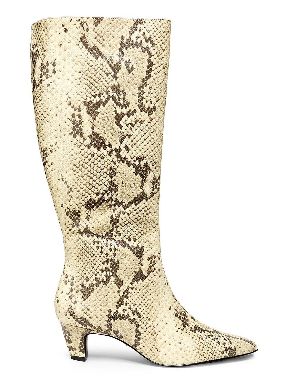 Womens Dellia 65MM Snake-Embossed Leather Boots Product Image