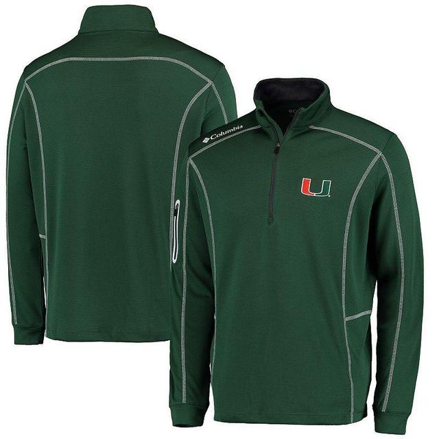 Mens Columbia Golf Green Miami Hurricanes Shotgun Omni-Wick Quarter-Zip Pullover Jacket Product Image