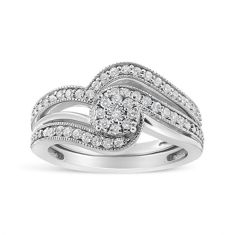 Haus of Brilliance Sterling Silver 1/3 Carat T.W. Diamond Bypass Vintage Engagement Ring Set, Womens Product Image