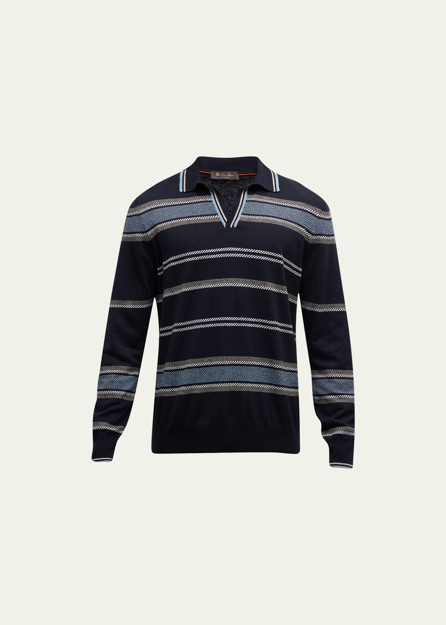 Mens Avaika Silk Stripe Polo Sweater Product Image