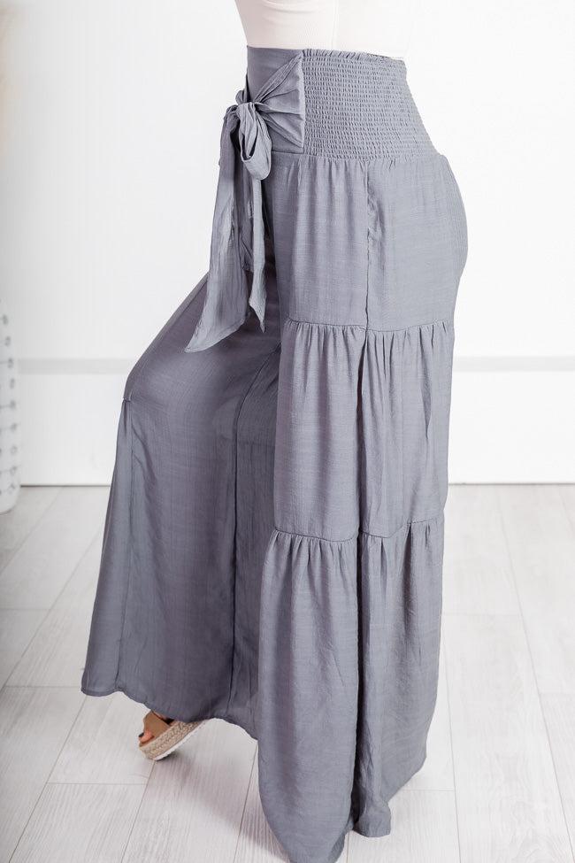 Watching The Sunrise Dark Grey Wide Leg Pants FINAL SALE Product Image