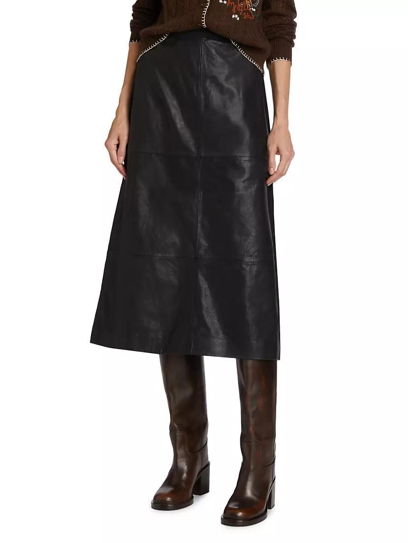 Lucie Leather A-Line Midi-Skirt Product Image