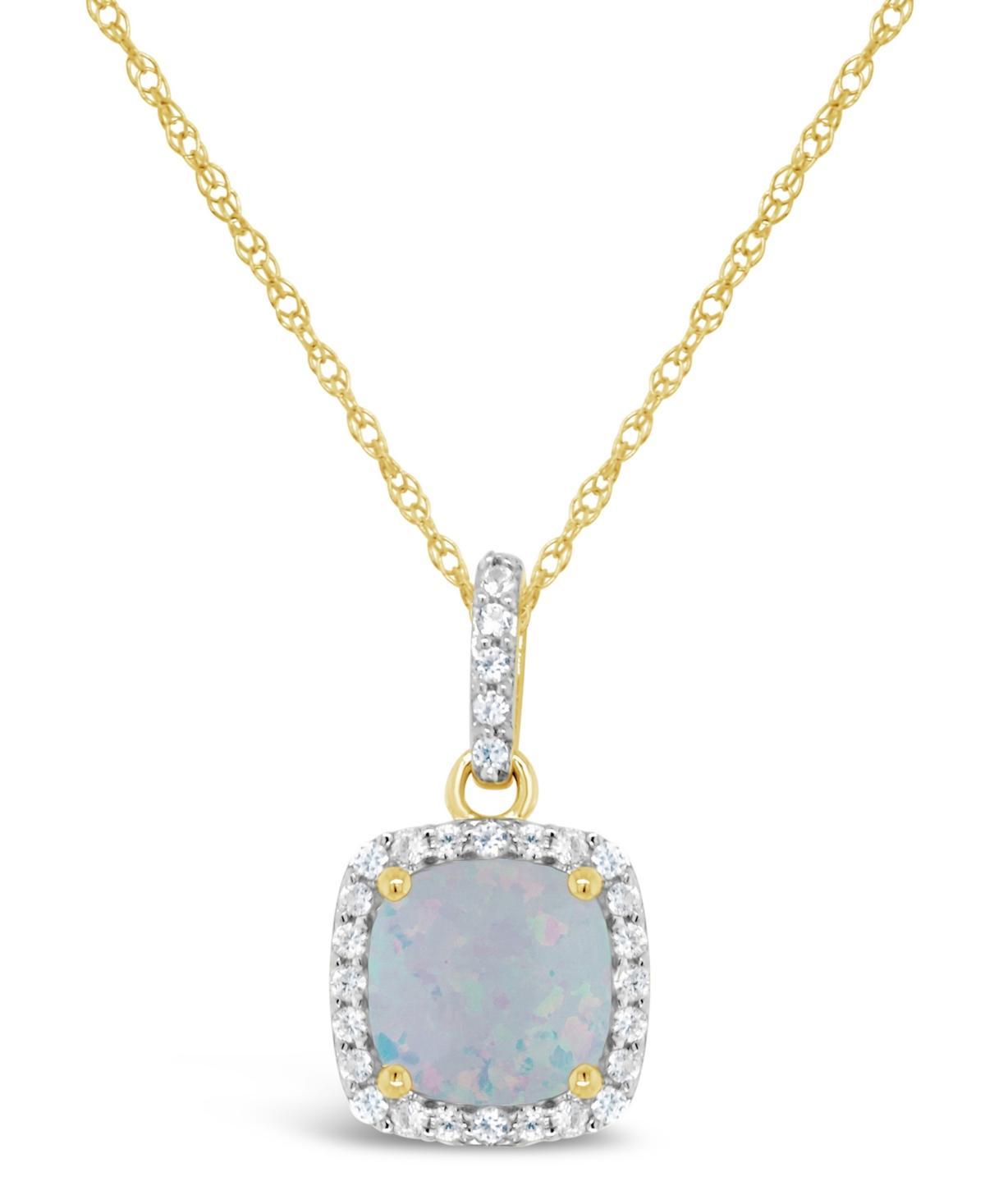 Created Opal (3/4 ct. t.w.) and Created White Sapphire (1/6 ct. t.w.) Pendant Necklace in 10k Yellow Gold Product Image