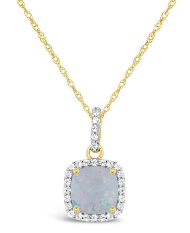 Created Opal (3/4 ct. t.w.) and Created White Sapphire (1/6 ct. t.w.) Pendant Necklace in 10k Yellow Gold Product Image