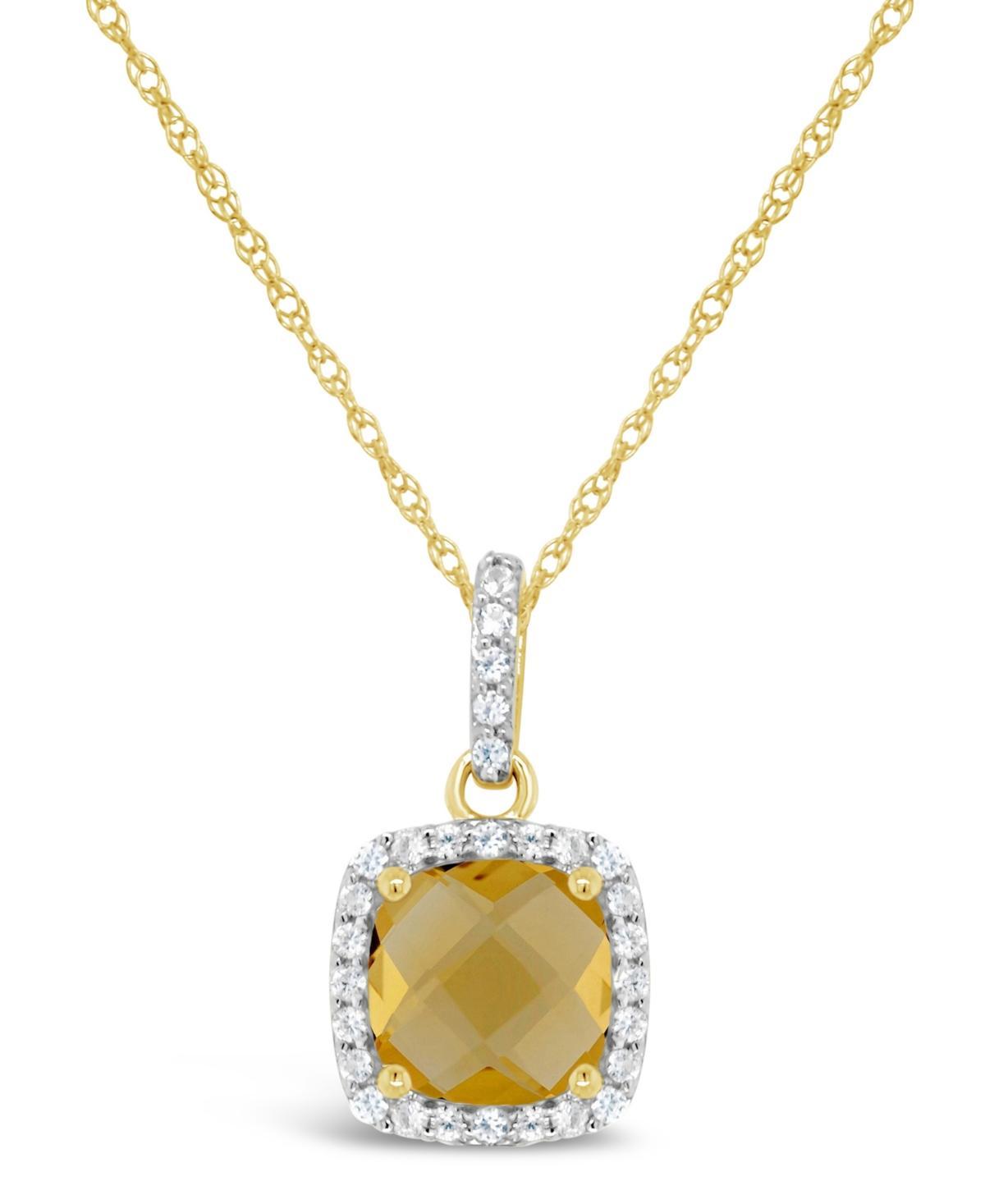 Citrine (1-1/3 ct. t.w.) and Created White Sapphire (1/6 ct. t.w.) Pendant Necklace in 10k Yellow Gold Product Image