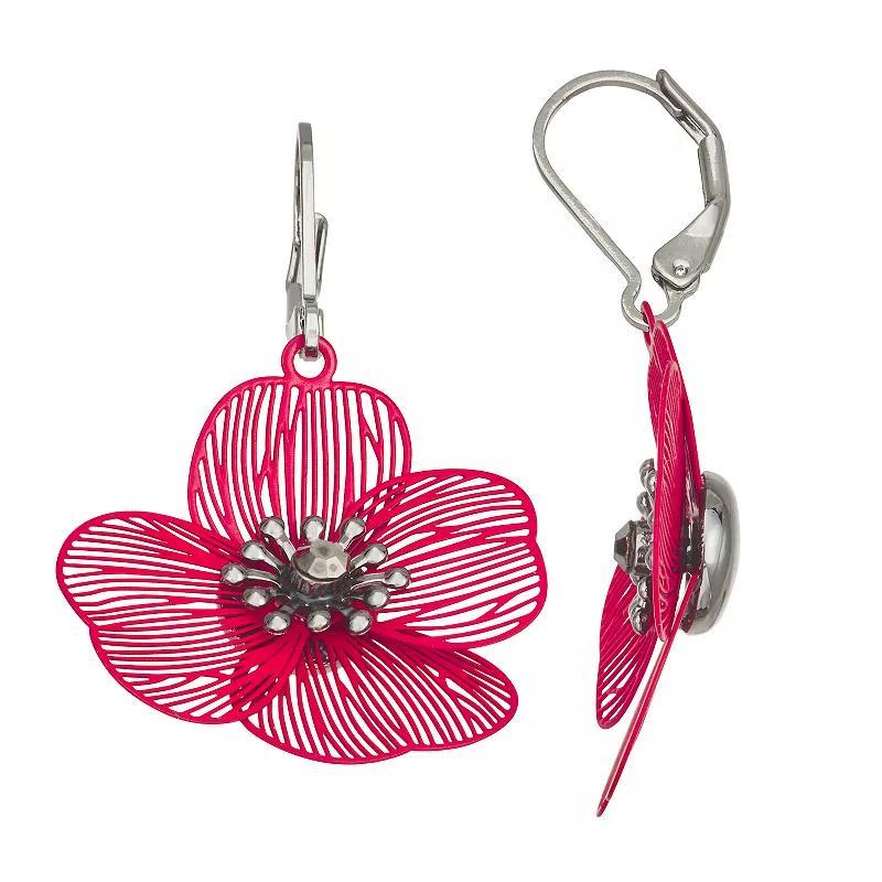 Simply Vera Vera Wang Red Flower Drop Earrings, Womens Product Image