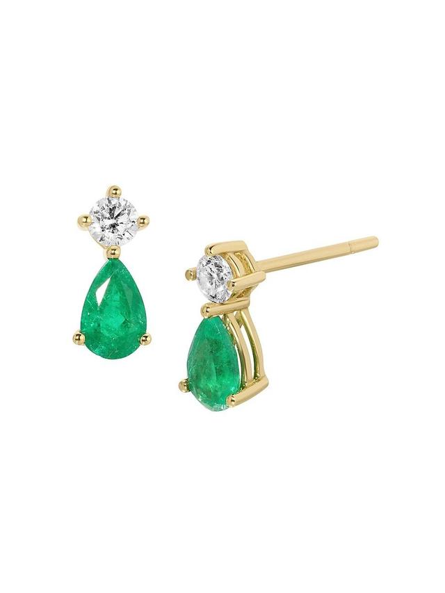 Womens Violet 18K Yellow Gold, Emerald & 0.84 TCW Diamond Stud Earrings Product Image