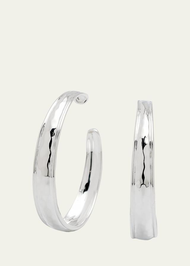 Womens Goddess #4 Sterling Silver Tapered Hoop Earrings Product Image