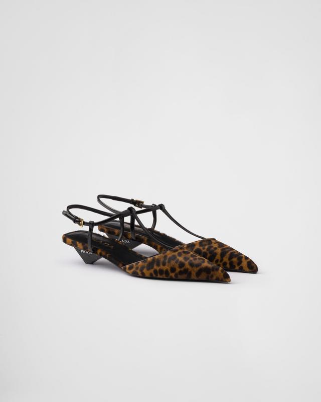 Printed leather slingback pumps Product Image