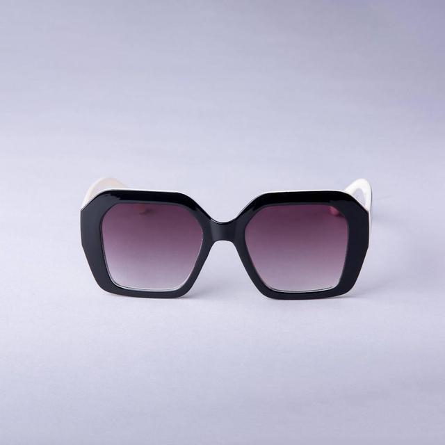 Womens Two-Tone Oversized Angular Square Sunglasses - A New Day Black Product Image